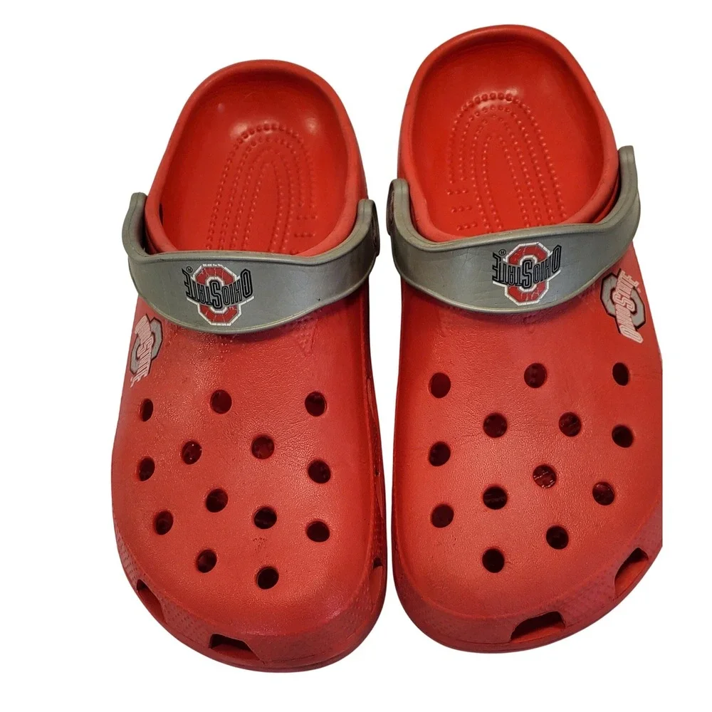 Crocs Ohio State Buckeyes Clogs Red Grey Mens Size 10-11 NCAA Collegiate Shoes